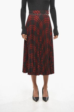 Burberry Gonna Midi Pliss&egrave; con Motivo Tartan Burberry