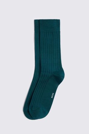 Moss Pine Green Mercerised Ribbed Socks