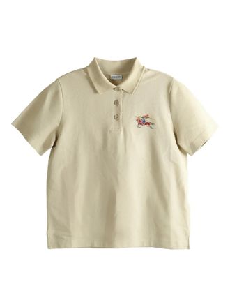 Burberry embroidered-logo polo shirt - women - Cotton - M - Neutrals
