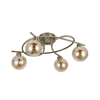 Fabrilamp Fabrilamp Plafon Con Tulipas De Cristal Varanasi Cuero 4 L