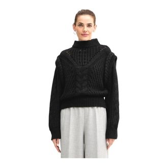 HUGO BOSS Truien & Vesten, Dames, Zwart, XS, Wol, Fasta Knit Sweater