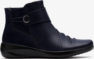 Clarks Womens Kaetlyn Sara Navy Leather Boots - Blue - Size UK 4.5