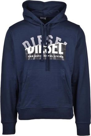 Diesel Felpa con cappuccio - Heren - Hoodies - Blauw - S - Katoen - Hoodies & sweatvesten