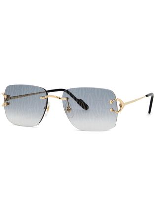 Cartier Cartier Rimless Rectangle-frame Sunglasses, Sunglasses, Gold Lenses