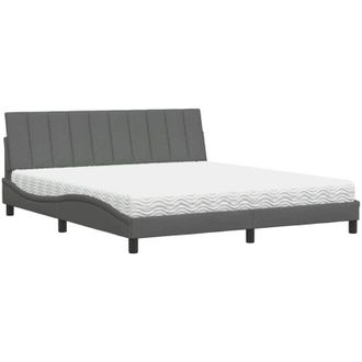 vidaXL Cama Con Colch&oacute;n Hanko De Tela Gris Oscuro 180x200 Cm Vidaxl