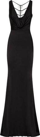 Philipp Plein Lange Jurk - Dames - Avondkleed - Zwart - S - Leer - Kleedjes