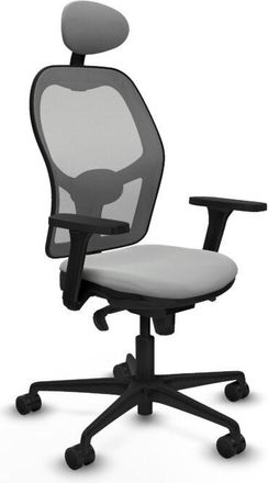 Piqueras y Crespo Piqueras Y Crespo - Jorquera Sincro Malla Gris Similpiel Gris Claro Brazos 3d Base Nailon Cabecero Fijo Ruedas 65mm Nailon