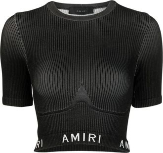 Amiri logo-print seamless performance top - women - Polypropylene/Polyamide/Elastane - S - Black