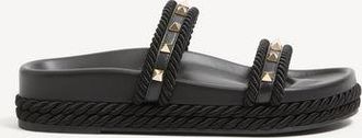 Valentino Garavani Rockstud Slide Sandal in Calfskin 20mm Woman BLACK 35