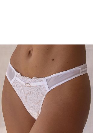 Lascana String LASCANA, Damen, Gr. 48/50, weiss (wei&szlig;, bronzefarben), Mesh, Obermaterial: 88% Polyamid, 12% Elasthan, figurbetont, Unterhosen String, mit fein