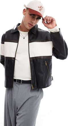 Cotton On joey faux leather jacket in black and white-Neutral