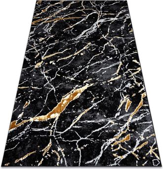 RugsX Alfombra Allure 1963 M&aacute;rmol - Estructural, Elegante, Glamurosa Negro / Oro Black 140x190 Cm