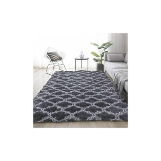 OEM Tapis Shaggy - 160 X 230 Cm - Pile Longue 4-5 Cm - Gris Motif - Pour Salon Chambre Canap&eacute; - 1 Pi&egrave;ce