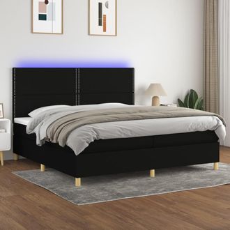 vidaXL Vidaxl - Cama Box Spring Colch&oacute;n Y Luces Led Tela Negro 200x200 Cm