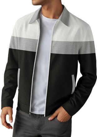 Generic Mens Polo Cardigans Zip Up Lightweight - Sweaters for Men UK Colour Block with Pockets Knitted Zipped Tops No Hood Fall Winter Regular Fit Long Sleeve