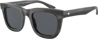 Giorgio Armani Gestreepte Grijze Zonnebril AR 8171 - Heren - Zonnebrillen - Grijs - 49 MM - Accessoires