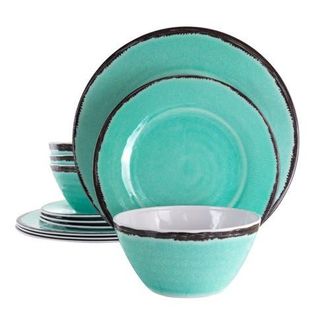 Elama Azul Banquet 12 Piece Lightweight Melamine Dinnerware Set in Blue at Nordstrom