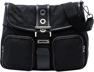 Prada Pre-owned Cross Body Bags, female, Black, Size: ONE SIZE Pre-owned Nylon Crossbody Bag
