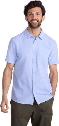 Mountain Warehouse Lowe Cotton Linen Mens Shirt - Lightweight Top, Breathable Tee Shirt - for Spring Summer, Outdoors, Holiday, Walking, Hiking Blue 2XL