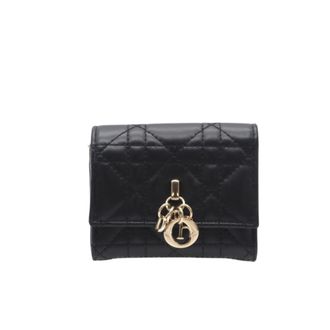 Dior Black Leather Wallet (Tri-Fold) (Pre-Owned)