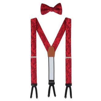 Trafalgar Store Banbury Tone on Tone Paisley Silk Suspenders (Braces) and Bow Tie Set in Red at Nordstrom