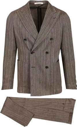 Tagliatore Monecarlo Double-breasted Suit - Heren - Business pakken - Bruin - L - Katoen - Kostuums