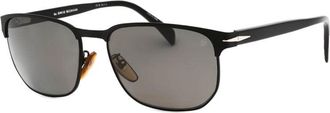 David Beckham Sunglasses Square Full Rim, Matte Black Silver Frame And Grey Polarized Lens Db1131/s0124M9