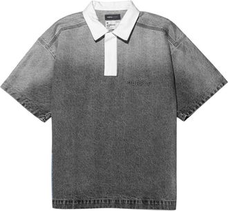 Purple logo-embossed cotton polo shirt - men - pure cotton - M - Grey