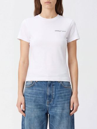 Off-white T-shirt slim fit in cotone stretch con logo a contrasto
