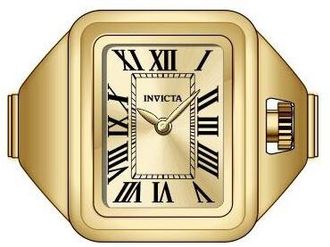 Invicta Mini Ring Watch Angel Quartz Gold Dial Ladies Watch 49895