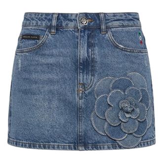 Philipp Plein Dames, Rokken, Blauw, Maat: S Denim