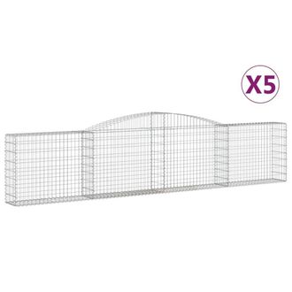 Berkfield Home Arched Gabion Baskets 5 pcs 400x30x80/100 cm Galvanised Iron in Silver