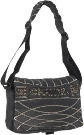 Chanel Pre-owned Cross Body Bags, female, Black, Size: ONE SIZE Pre-owned Nylon Cross Body Bag