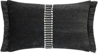 Elaine Smith Luxe Velour chenille with decorative tape Indoor & Outdoor Woven Accent Pillow in Charcoal at Nordstrom, Size 12X20