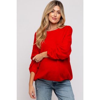 Pinkblush Basic Drop Shoulder Sweater in Red at Nordstrom, Size Medium