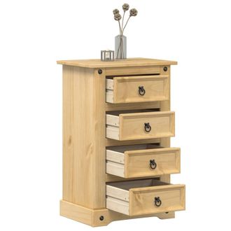 vidaXL Mesita De Noche Corona Madera Maciza De Pino 53x39x84 Cm Vidaxl