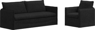vidaXL Juego De Sof&aacute; 2 Uds. Negro Tela Vidaxl