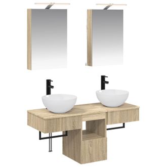 vidaXL Juego De Muebles De Ba&ntilde;o 5 Pcs Roble Sonoma 40 X 10,5 X 60,5 Cm Vidaxl