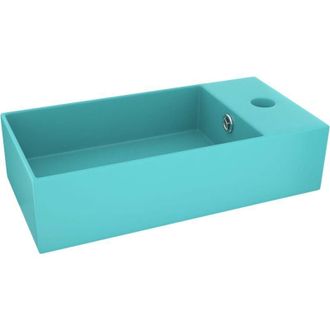 vidaXL Lavabo Con Rebosadero Cer&aacute;mica Verde Claro Vidaxl