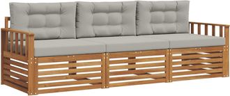 vidaXL Conjunto De Sof&aacute;s De Exterior 3 Uds. Natural Y Gris Claro Vidaxl