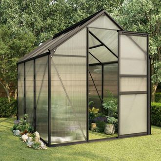 vidaXL Greenhouse Anthracite Aluminum 38.9 ft&sup2;