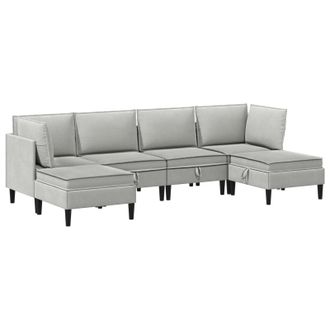 vidaXL Juego De Muebles De Sal&oacute;n 6 Uds. Gris Claro Tela Vidaxl