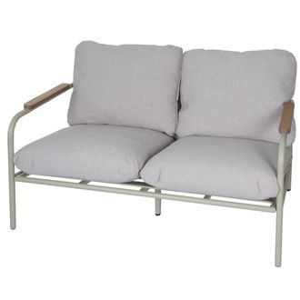 Hhg Hhg - Banco De Jard&iacute;n De Aluminio 592, Sof&aacute; Banco De 2 Plazas Para Exterior, Tejido Olefina (205 G/m&sup2;) 125cm, Tapizado Verde Claro Beige