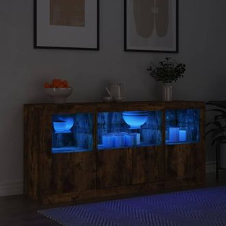 Berkfield Home Sideboard with LED Lights Smoked Oak 142.5x37x67 cm in Brown