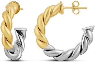 SHYMI Two Tone Twist Hoop Earrings in Gold at Nordstrom