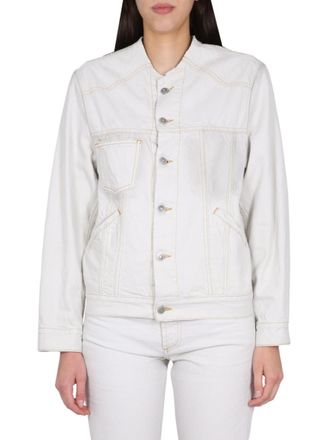 Maison Margiela White Solid Band Collar Jacket