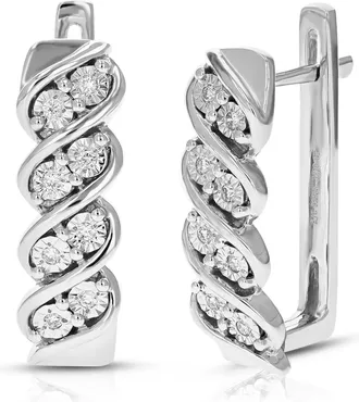 Vir Jewels 1/10 cttw Lab Grown Diamond Hoops Earrings in Sterling Silver With Latch Backs For Women