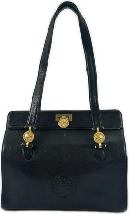 Versace Black Leather Tote Bag (Pre-Owned)