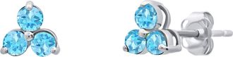MAX + STONE 14k White or Yellow Gold Small Gemstone Trio Round Stud Earrings
