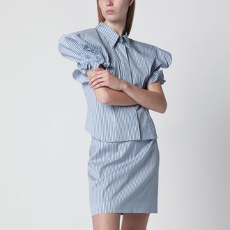 Vivienne Westwood White/light blue striped shirt with wide shoulders